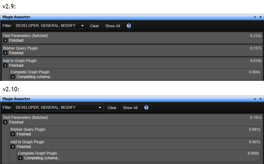 Comparing plugin report from 2.9 to 2.10