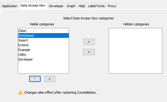 Data Access View Preferences Panel