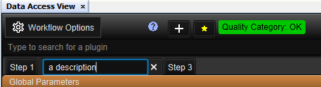 Adding a description to a Data Access View Step Tab